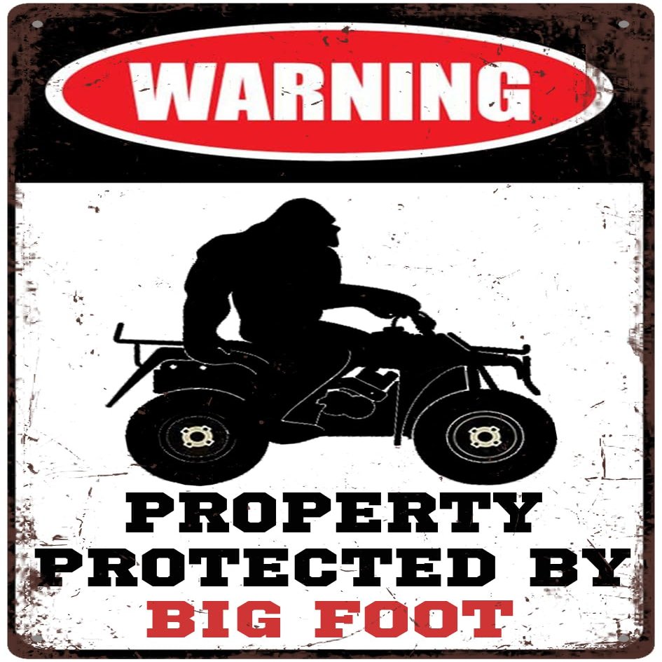 Warning Sasquatch Sign Funny Big Foot Aluminum Sign Retro Wall Art Decoration Novelty Metal Sign 6x8 inch
