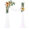 Tkasniy Artificial Wedding Arch Flowers, Set of 3, 2pcs Wedding Flower Garland with Arch Draping Fabric, Wedding Garland for Party Ceremony Backdrop view 1
