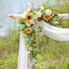 Tkasniy Artificial Wedding Arch Flowers, Set of 3, 2pcs Wedding Flower Garland with Arch Draping Fabric, Wedding Garland for Party Ceremony Backdrop view 2