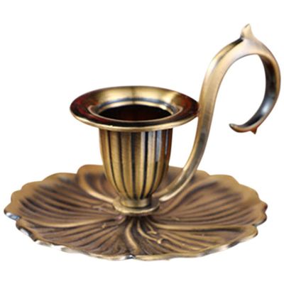Uonlytech Tealight Candle Stand Retro Taper Candle Holders Chamber Stick Holder Metal Stick Holder Pillar Stand Wedding Dinner Decoration Bronze Vintage Stick
