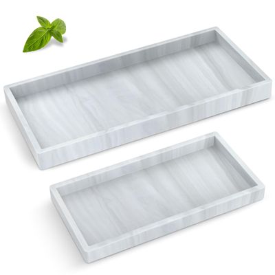 Bathroom Counter Tray,EG-SIPRO High-Grade Thickened Silicone Bathroom Vanity Tray,Shatterproof Durable Rectangle Bathroom Tray Soap Dispenser Tray for Bathroom Countertop,Small+Large (EGTRAY)