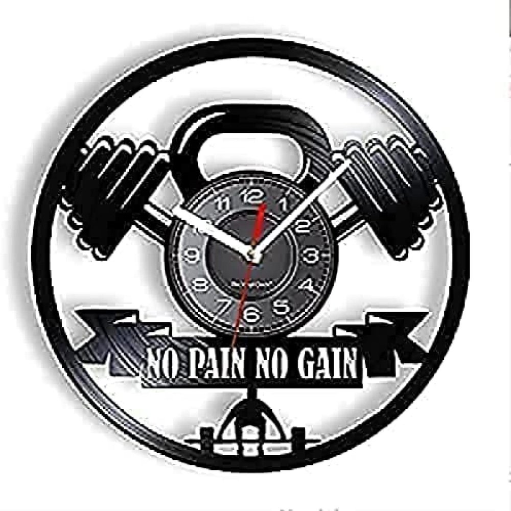 Wall Clock for Living Room Kitchen Home Office 12 Inch 12 Inch Dumbbell Weightlifting Wall Clock Home Gym Fitness Room Sign Vinyl Record Wacth for Weight Center Clock