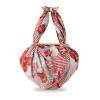 NOREN Furoshiki Wrapping Cloth Bag and Handle Set (Retro Flower Red / 39.4 inch) Handbag Japanese Tote Bag Reusable Folding Bag with Pockets/Made in Japan 100% Cotton Japanese Kimono Desigh view 1