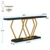 Tribesigns 70.9 Inch Extra Long Sofa TableBlack and Gold Console Table with Faux Marble Tabletop, Modern Long Entryway Table with Gold Frame view 2