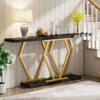 Tribesigns 70.9 Inch Extra Long Sofa TableBlack and Gold Console Table with Faux Marble Tabletop, Modern Long Entryway Table with Gold Frame view 4