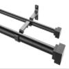 1 Inch Modern Double Window Curtain Rods,72-144 Inch Adjustable Telescoping Heavy Duty Stylish Drapery Rods Decorative Solid Square Allufer Finials for Dual Curtain Rod Window Treatment,Matte Black view 1