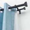 1 Inch Modern Double Window Curtain Rods,72-144 Inch Adjustable Telescoping Heavy Duty Stylish Drapery Rods Decorative Solid Square Allufer Finials for Dual Curtain Rod Window Treatment,Matte Black view 2