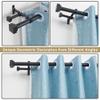 1 Inch Modern Double Window Curtain Rods,72-144 Inch Adjustable Telescoping Heavy Duty Stylish Drapery Rods Decorative Solid Square Allufer Finials for Dual Curtain Rod Window Treatment,Matte Black view 3