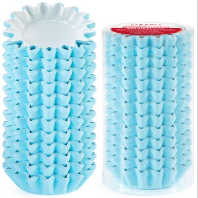 Caperci Grease-Resistant Blue Mini Cupcake Liners 200 Counts - Heavy Duty Paper Muffin Baking Cups, Odorless, No Muffin Pan Needed, Easily Peels (Light Blue)