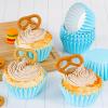 Caperci Grease-Resistant Blue Mini Cupcake Liners 200 Counts - Heavy Duty Paper Muffin Baking Cups, Odorless, No Muffin Pan Needed, Easily Peels (Light Blue) view 2
