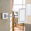 NOVOCE Bathroom Wall-Mounted Makeup Mirror with LED Light Foldable Telescopic Rotating Metal Copper Square Cosmetic Mirror 8 Inches view 2