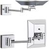 NOVOCE Bathroom Wall-Mounted Makeup Mirror with LED Light Foldable Telescopic Rotating Metal Copper Square Cosmetic Mirror 8 Inches view 3