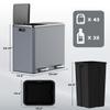 AthLike 60L(16 Gal ) Dual Trash Can, Stainless Steel Kitchen Garbage Can, Double Compartment Classified Rubbish Bin, Recycle Dustbin w/Plastic Inner Buckets, Handle, Soft-Close Lid, Airtight, Grey view 4