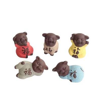 CHBDJY Lucky Pig Statue5pcs Creative Feng Shui Pig Figure for Good Luck, Ceramic Journey to The West Pig Statue for Home Office Tea Table Decor, Collectable Gifts