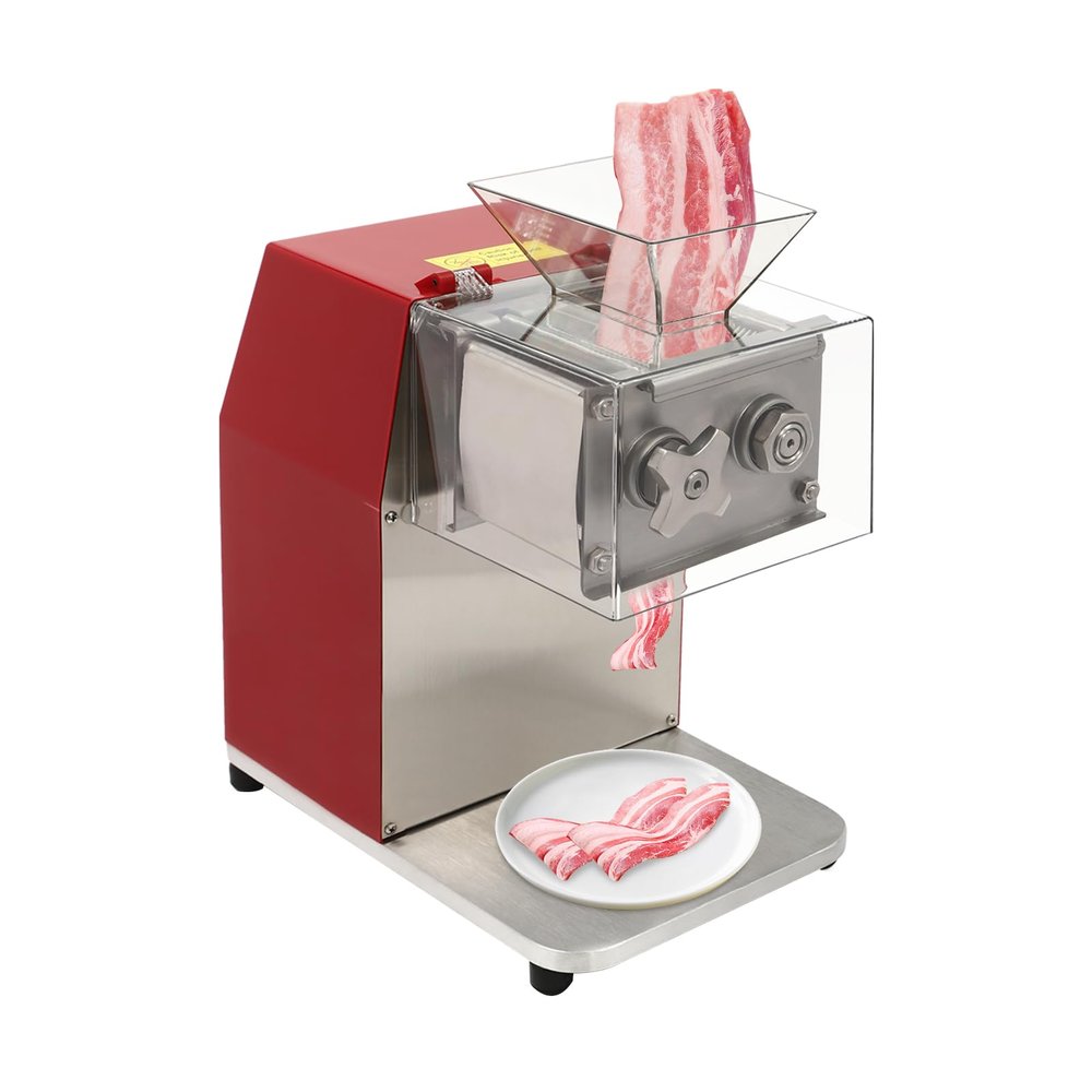 110V 1100w Commercial Meat Cutter Machine,0.35cm/0.138in Blade Electric Meat Cutter,Stainless Steel Restaurant Food Cutter for Kitchen Supermarket Boneless Meat and Chicken,Mutton,Beef