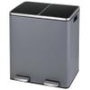 Arlopu Dual Trash Can, 2 x 8 Gallon (2 x 30 L) Hands-Free Trash and Recycle Bin Combo, Stainless Steel Kitchen Garbage Can with Soft-Close Lid, Removable Inner Buckets, Step Pedal, Airtight (Grey) view 1