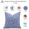 Fabritual Handmade Block Print Off White Linen 18x18 Inch Throw Vintage Pillowcase Cushion Cover, Living Room, Decorative for Sofa, Chair and Couch (Neera Bel-Blue) view 4