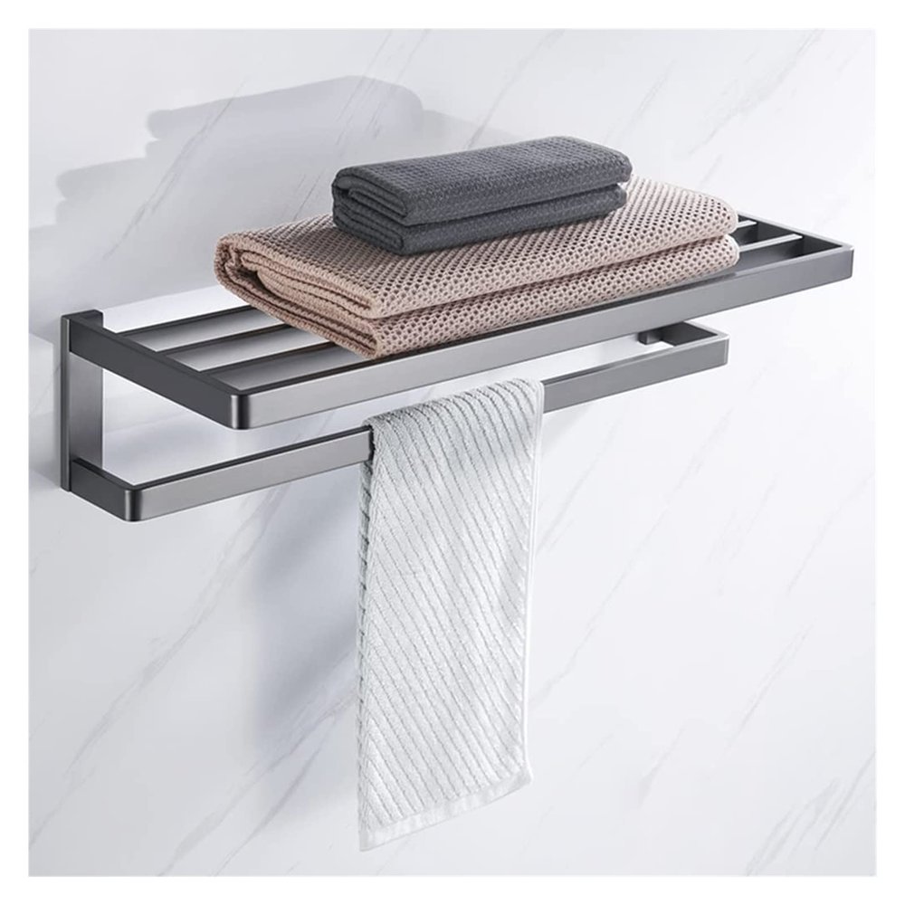 ALDEPO Towel Rail Bathroom Towel Rack Wall Mounted Towel Holder,High-End Towel Rack,Light Brushed Stainless Steel Simple Bath Towel Shelf Wall Mount,Bathroom Rack Hardware