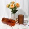 Amber Glass Cylinder Vase for Flowers, 8.7" x 4" Thickened Votive Candle Holder Modern Hydroponic Ornament for Home Living Room Wedding Centerpieces Office Table Decor view 3