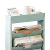 HOHXFYP 5 Tier Foldable Kids Book Rack, Plastic Storage Bookshelf with Universal Wheel, Scalable Multi Function Partition Kids Bookshelf for Classroom, 30.9X15.6X4.7In[4.7in-Blue] view 3
