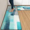 Arttown Teal Anti-Fatigue Kitchen Rug Set of 2 Grey Abstract Cushioned Floor Standing Mat Waterproof Non-Slip Mat and PVC Ergonomic Comfort Foam Rug view 1