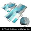 Arttown Teal Anti-Fatigue Kitchen Rug Set of 2 Grey Abstract Cushioned Floor Standing Mat Waterproof Non-Slip Mat and PVC Ergonomic Comfort Foam Rug view 2