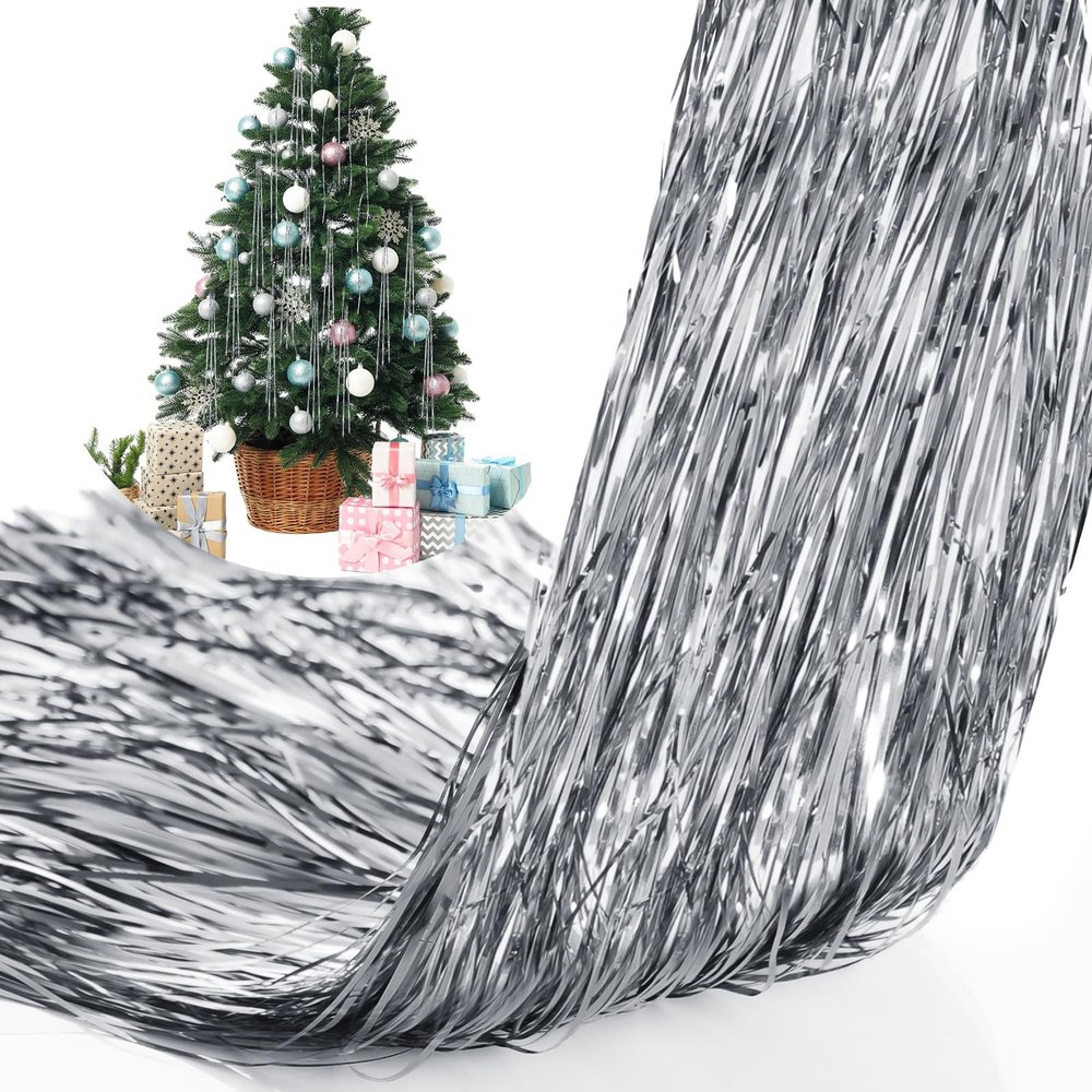 Lyrow 6000 Strands Tinsel Icicles for Christmas Tree Tinsel Christmas Tree Xmas New Years Eve Festivals Decor Birthday Party Supplies(Silver)