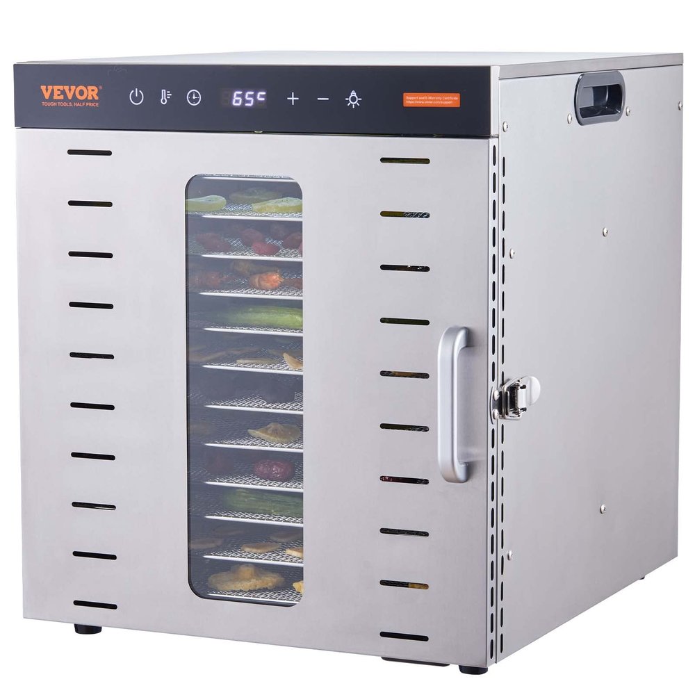 VEVOR Food Dehydrator, 10 Trays Stainless Steel Food Dehydrator Machine, 1000W Dehydrators with Digital Adjustable Timer & Temp, Dehydrator for Jerky Herb Meat Beef Fruit Dog Treats and Vegetables
