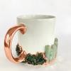 AANTHROPOLOGY By Rhea Set of 2 | White and Gold Ceramic Big Coffee/Tea/Juice/Beverage Mug with Green Semi - precious Agate Crystal | 13 oz/385ml (Rose Gold - Finish) view 2