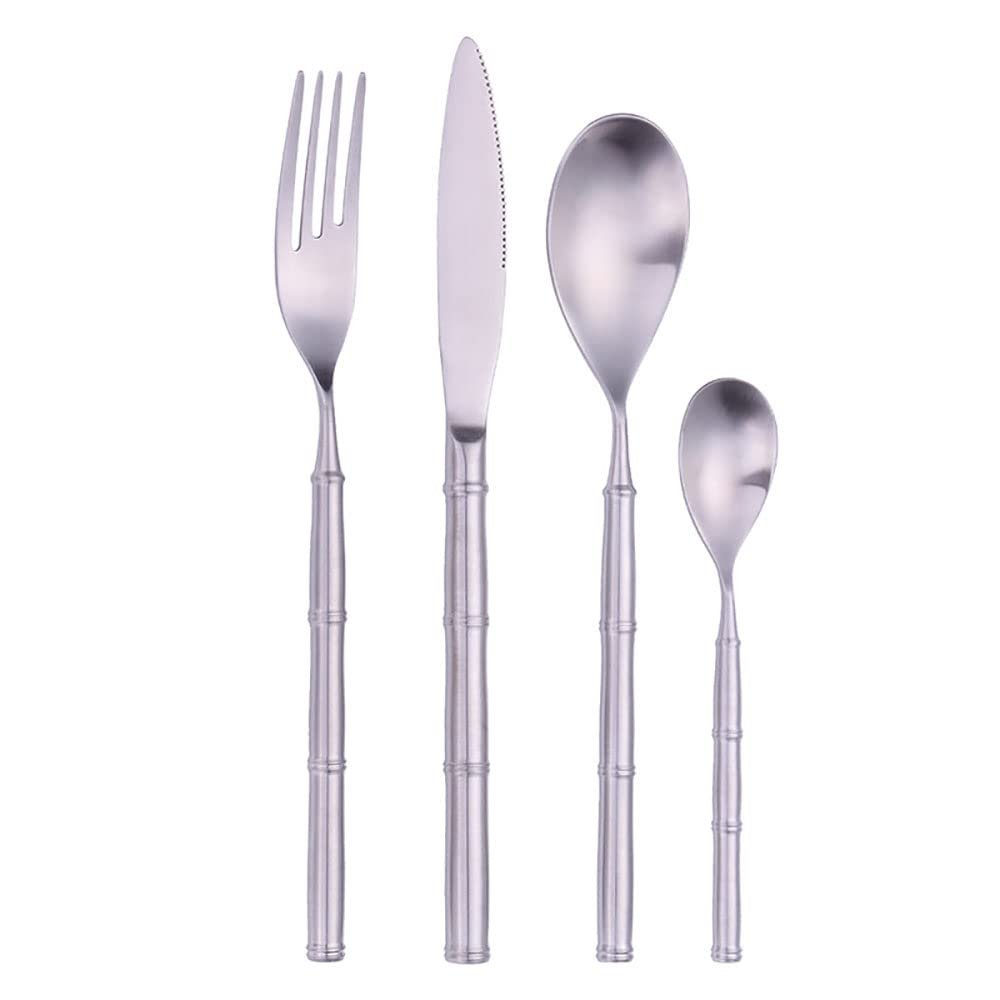 Bamboo Silverware Set Matte Gold Flatware Set 18 10 Food-Grade Stainless Steel Cutlery Set 40 Pieces with Bamboo Handle Home Restaurant Hotel Use Wedding Housewarming Gift Service for 10