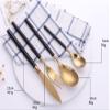 Bamboo Silverware Set Matte Gold Flatware Set 18 10 Food-Grade Stainless Steel Cutlery Set 40 Pieces with Bamboo Handle Home Restaurant Hotel Use Wedding Housewarming Gift Service for 10 view 4