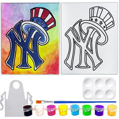 Canvas Painting Kit | NY Yankees | Pre Drawn Stretched Canvas Kit | Retro Sports Artwork | Adult Sip and Paint Party Favor | Therapeutic Painting Kit (8x10 Inches)