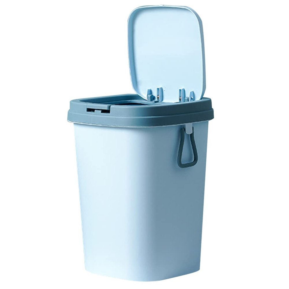 Alipis Retro Trash Can Lid Plastic Narrow Waste Basket for Kitchen Bathroom Office Vintage Style Garbage Bin
