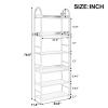 AMEOBA 70.8 Inch Tall Bookshelf, 6-Tier Shelves with Round Top Frame, MDF Boards, Adjustable Foot Pads, White view 3