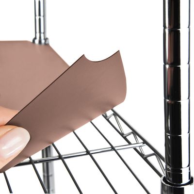 DUALSO Wire Shelf Liner Wire Rack Shelf Mat - Thick Wire Shelf Cover - Waterproof Plastic Shelf Liner, Metal Shelf Liner - Easy Use Wire Shelving Cover for Closet (Brown, 14" X 24" (Set of 3))