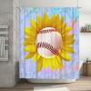 KURISOE Baseball Ball Shower Curtain Sunflower Flower, 72x72 Inchs Bath Curtain for Bathroom Decor, Washable Cloth with Hooks view 1