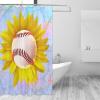 KURISOE Baseball Ball Shower Curtain Sunflower Flower, 72x72 Inchs Bath Curtain for Bathroom Decor, Washable Cloth with Hooks view 2