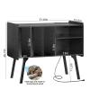 Lerliuo Record Player Stand with Charging Station Holds Up to 220 Albums, Large Turntable Stand with 4 Cabinet, Mid-Century Record Player Table,Black Vinyl Holder Storage Shelf for Bedroom Living Room view 2