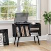 Lerliuo Record Player Stand with Charging Station Holds Up to 220 Albums, Large Turntable Stand with 4 Cabinet, Mid-Century Record Player Table,Black Vinyl Holder Storage Shelf for Bedroom Living Room view 3