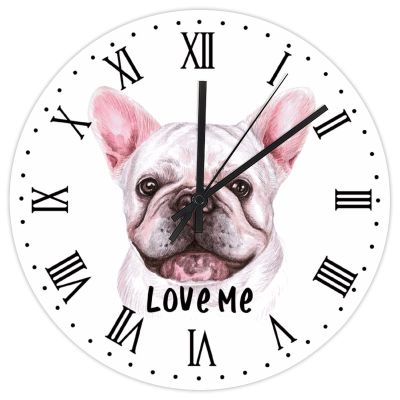COCOKEN Love Me French Bulldog Wall Clock Dog Lover 10 Inch Large Wall Clocks Battery Operated Silent Roman Numerals Farmhouse Wall Decor for Kitchen Living Room Bedroom Classroom