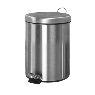 DYPASA Garbage Can 5L Household Garbage Can Mirror Stainless Steel Foot Pedal with Lid Flip Lid Round Waste Basket for Kitchen Living Room Bathroom Trash Bin