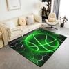 Castle Fairy Basketball Decorative Rug 5x6'6'',Green Honeycomb Sports Theme Indoor Floor Mat for Playroom Bedside Sofa Bedroom,Geometric Neon Lines Non Shedding Rug for Kids Teen Boys Girls view 1