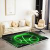 Castle Fairy Basketball Decorative Rug 5x6'6'',Green Honeycomb Sports Theme Indoor Floor Mat for Playroom Bedside Sofa Bedroom,Geometric Neon Lines Non Shedding Rug for Kids Teen Boys Girls view 2