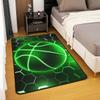 Castle Fairy Basketball Decorative Rug 5x6'6'',Green Honeycomb Sports Theme Indoor Floor Mat for Playroom Bedside Sofa Bedroom,Geometric Neon Lines Non Shedding Rug for Kids Teen Boys Girls view 4