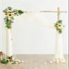 Tkasniy Artificial Wedding Arch Flowers Kit(4 Pack), 2Pcs Flowers Arch White Rose Swags & 2Pcs Sheer Fabric Drape, Wedding Arbor Flowers for Wedding Party Decor view 2