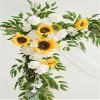 Tkasniy Artificial Wedding Arch Flowers Kit(4 Pack), 2Pcs Flowers Arch White Rose Swags & 2Pcs Sheer Fabric Drape, Wedding Arbor Flowers for Wedding Party Decor view 3