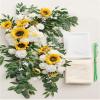 Tkasniy Artificial Wedding Arch Flowers Kit(4 Pack), 2Pcs Flowers Arch White Rose Swags & 2Pcs Sheer Fabric Drape, Wedding Arbor Flowers for Wedding Party Decor view 4