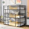 Anwick Metal Twin Size Triple Bunk Bed, Twin-Over-Twin-Over-Twin Triple Bed Frame Can be Split into 3 Bed with Built-in Ladder and Guardrails for Teens, Boys, Girls(Black) view 1