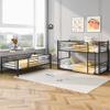 Anwick Metal Twin Size Triple Bunk Bed, Twin-Over-Twin-Over-Twin Triple Bed Frame Can be Split into 3 Bed with Built-in Ladder and Guardrails for Teens, Boys, Girls(Black) view 4