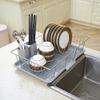 Dish Drainers Plastic Dish Drainer Sink Dish Drying Rack,Compact Dish Rack with Chopstick Rack,Durable Metal Dish Drainer,Drain Design,Non-Slip Feet at The Bottom,Used for Tableware,Etc,Kitc view 2